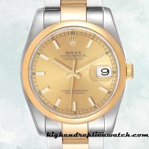 High End Replica Rolex Datejust Rolex Calibre 2836/2813 Men's 116203-72203 Two-tone Champagne Dial