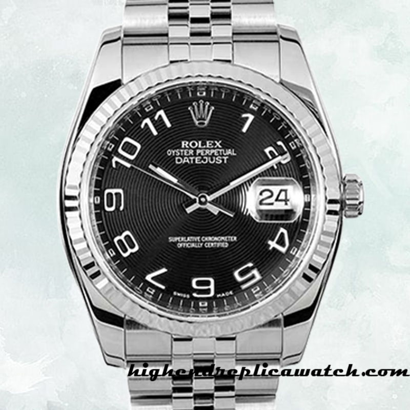 High End Replica Rolex Datejust 116234BKCAJ Rolex Calibre 2836/2813 Men's Silver-tone Black Dial