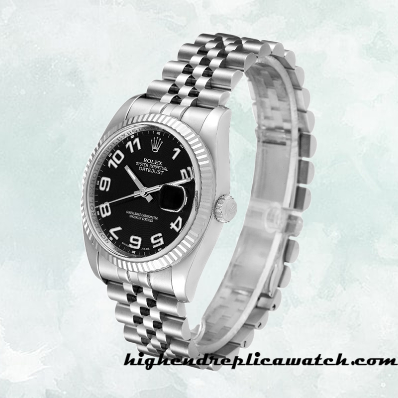 High End Replica Rolex Datejust 116234BKCAJ Rolex Calibre 2836/2813 Men's Silver-tone Black Dial - Image 3