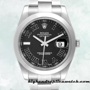 High End Replica Rolex Datejust 116300BKRO Men's Rolex Calibre 2836/2813 Silver-tone