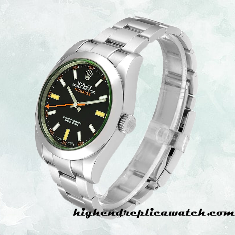 High End Replica Rolex Milgauss Men's m116400gv-0001 Rolex Calibre 2813 Automatic Black Dial - Image 3