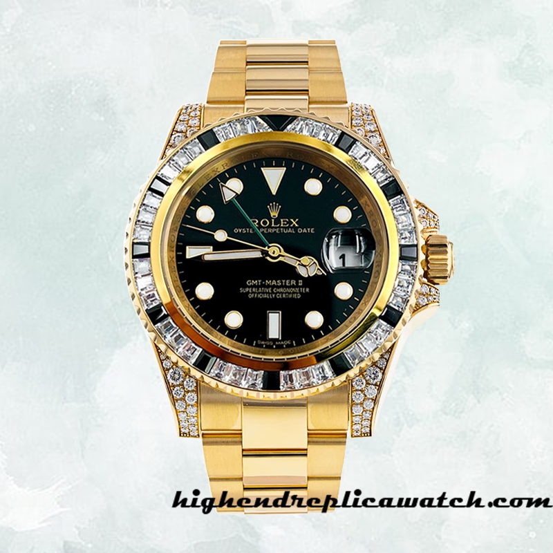 High End Replica Rolex GMT-Master II Men's 116758 Rolex Calibre 2813 Green Dial Gold-tone - Image 2