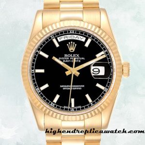 High End Replica Rolex Day-Date 118238BKSP Rolex Calibre 2836/2813 Men's 12mm Hands and Markers