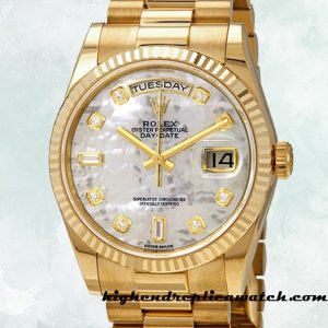 High End Replica Rolex Day-Date Rolex Calibre 2836/2813 118238MDP Men's 12mm White Mother-Of-Pearl Dial