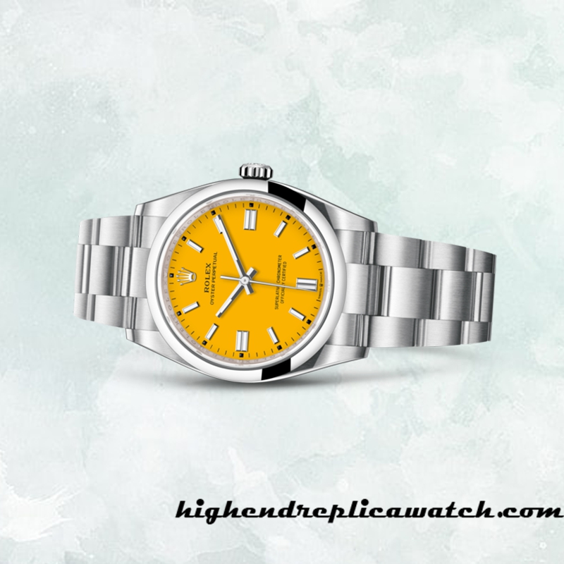 High End Replica Rolex Oyster Perpetual Rolex Calibre 2836/2813 m124300-0004 Unisex Around 15mm Yellow Dial - Image 3