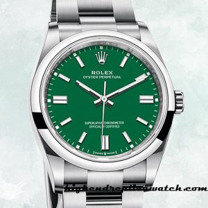 High End Replica Rolex Oyster Perpetual Unisex m126000-0005 Rolex Calibre 2836/2813 Silver-tone Green Dial