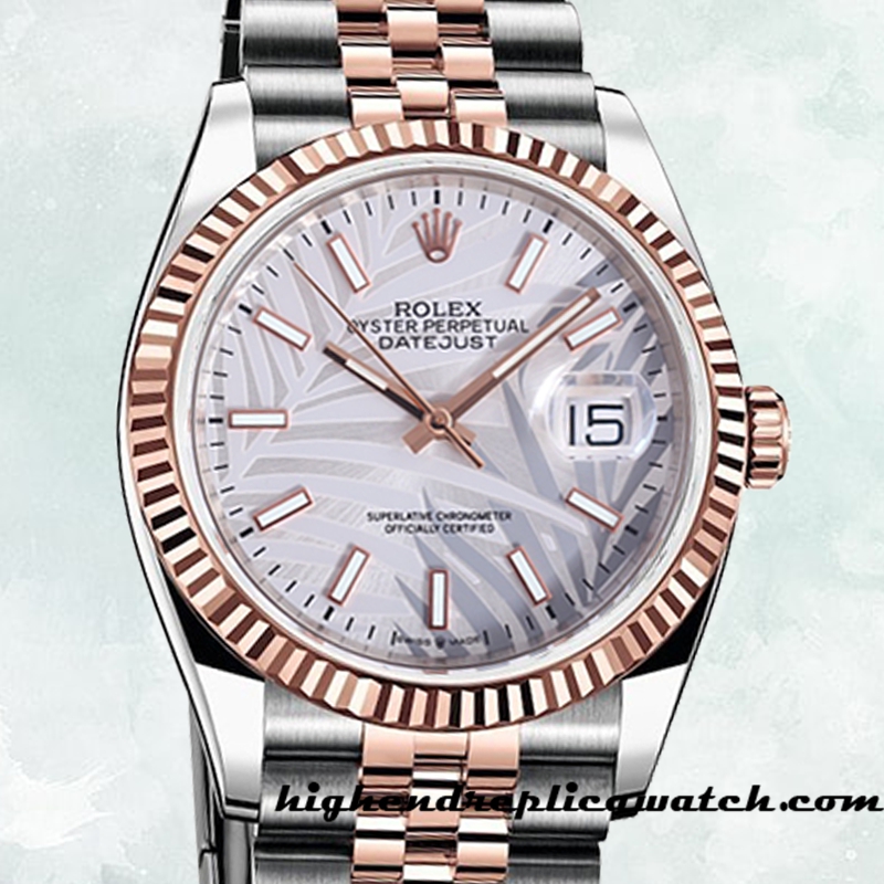 High End Replica Rolex Datejust Rolex Calibre 2836/2813 M126231-0031 Men's Silver Palm Motif Dial
