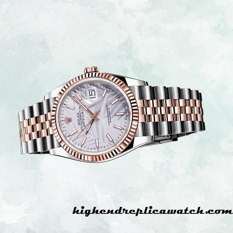 High End Replica Rolex Datejust Rolex Calibre 2836/2813 M126231-0031 Men's Silver Palm Motif Dial - Image 3