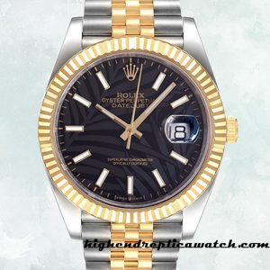 High End Replica Rolex Datejust Men's Rolex Calibre 2836/2813 126233 Two-tone Black Palm Motif Dial