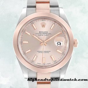 High End Replica Rolex Datejust m126301-0009 Men's Rolex Calibre 2836/2813 Pink Dial Two-tone