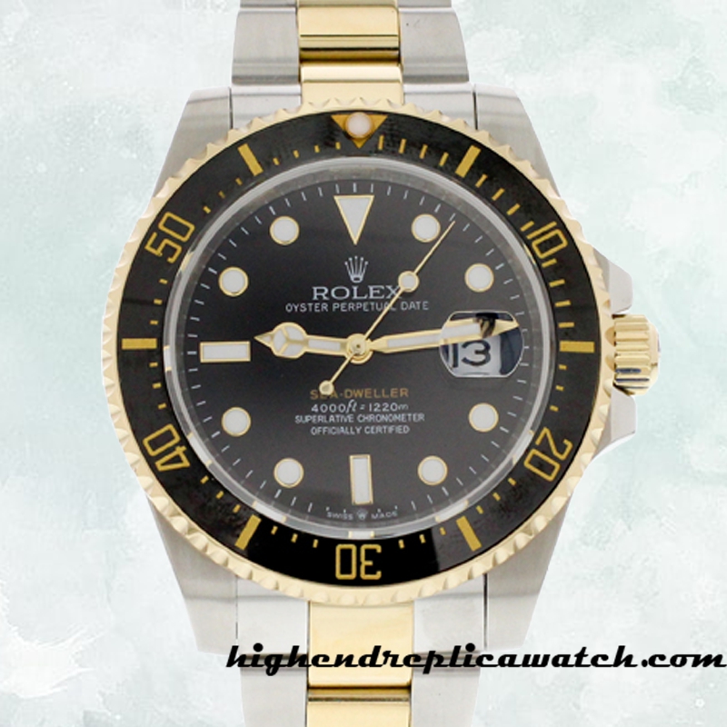 High End Replica Rolex Sea-Dweller Rolex Calibre 2836/2813 Men's m126603-0001 Black Dial Gold-tone
