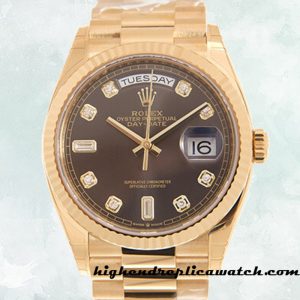 High End Replica Rolex Day-date Unisex Rolex Calibre 2836/2813 m128238-0022 Gold-tone 12mm