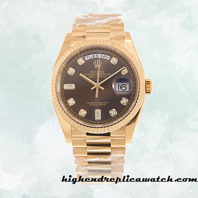 High End Replica Rolex Day-date Unisex Rolex Calibre 2836/2813 m128238-0022 Gold-tone 12mm - Image 2