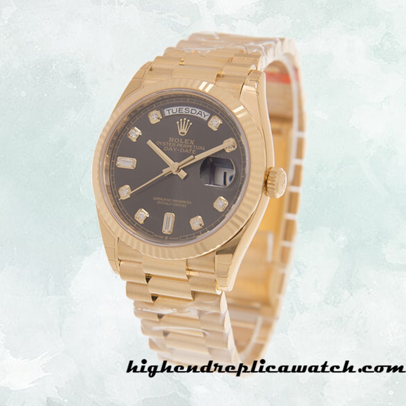 High End Replica Rolex Day-date Unisex Rolex Calibre 2836/2813 m128238-0022 Gold-tone 12mm - Image 3