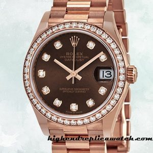 High End Replica Rolex Datejust m278285rbr-0006 Ladies Rolex Calibre 2671/Mingzhu Engine Rose Gold-tone