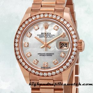 High End Replica Rolex Datejust Ladies Rolex Calibre 2671 m279135rbr-0010 Mother of Pearl Dial Rose Gold-tone