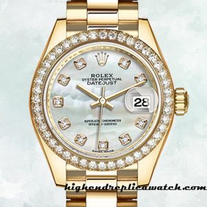 High End Replica Rolex Datejust m279138rbr-0015 Rolex Calibre 2671 Ladies Gold-tone