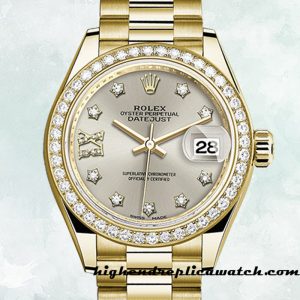 High End Replica Rolex Datejust Ladies Rolex Calibre 2671 m279138rbr-0001 Automatic Silver Diamond Dial