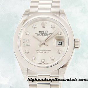 High End Replica Rolex Datejust m279166-0001 Rolex Calibre 2671/Mingzhu Engine Ladies Silver-tone