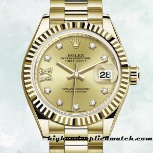 High End Replica Rolex Datejust Ladies m279178-0014 Rolex Calibre 2813 Gold-tone 12mm