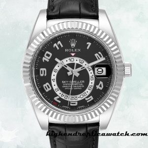 High End Replica Rolex Sky-dweller Rolex Calibre 9015/Mingzhu Engine Men's 326139BKAL Automatic Black Dial