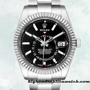 High End Replica Rolex Sky-dweller m326934-0005 Rolex Calibre 9015/Mingzhu Engine Men's Hands and Markers Black Dial