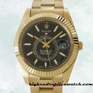 High End Replica Rolex Sky-dweller Men's Rolex Calibre 2836/2813 326938BKSO Gold-tone