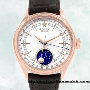 High End Replica Rolex Cellini Rolex Calibre 9015/Mingzhu Engine Men's m50535-0002 15mm Brown/Black