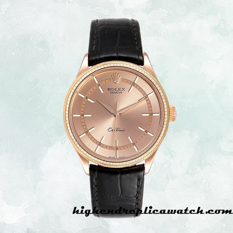 High End Replica Rolex Cellini Rolex Calibre 2836/2813 Men's m50705rbr-0010 Rose Gold Dial - Image 2