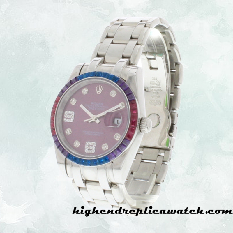 High End Replica Rolex Pearlmaster Ladies Rolex Calibre 2813 86349SAFUBL-42749 Silver-tone - Image 3