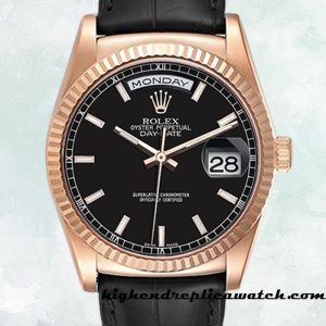 High End Replica Rolex Day-Date 118135 Men's Rolex Calibre 2836/2813 Black Dial Automatic