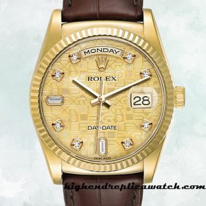 High End Replica Rolex Day-Date Men's m118138-0087 Rolex Calibre 2836/2813 Champagne Jubilee Dial 12mm
