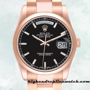 High End Replica Rolex Day-Date 118205 Rolex Calibre 2836/2813 Men's Black Dial