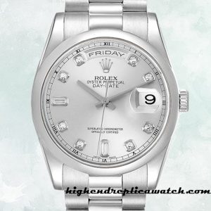 High End Replica Rolex Day-Date 118206 Rolex Calibre 2836/2813 Men's Silver-tone