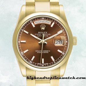 High End Replica Rolex Day-Date Men's m118208-0343 Rolex Calibre 2836/2813 Gold-tone
