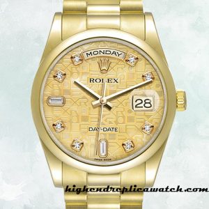 High End Replica Rolex Day-Date 118208 Rolex Calibre 2836/2813 Men's Gold-tone