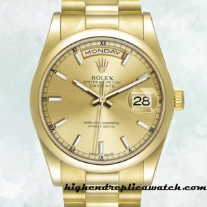 High End Replica Rolex Day-Date Rolex Calibre 2836/2813 118208-0062 Men's Gold-tone