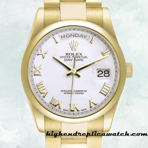 High End Replica Rolex Day-Date Rolex Calibre 2836/2813 Men's 118208-73208 Gold-tone White Dial
