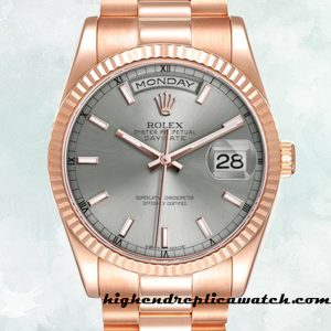 High End Replica Rolex Day-Date 118235 Men's Rolex Calibre 2836/2813 Hands and Markers Rose Gold-tone