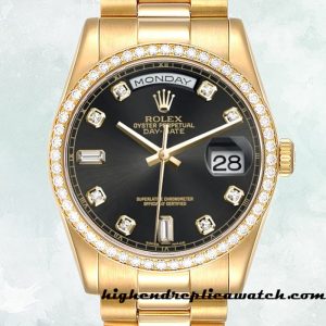 High End Replica Rolex Day-Date m118348-0096 Rolex Calibre 2836/2813 Men's Black Dial