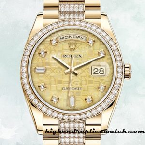 High End Replica Rolex Day-Date m118348-0090 Men's Rolex Calibre 2836 Gold-tone