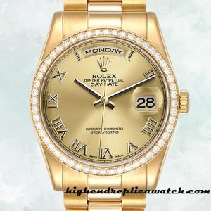 High End Replica Rolex Day-Date Rolex Calibre 2836/2813 Men's 118348-0147 Gold-tone Automatic