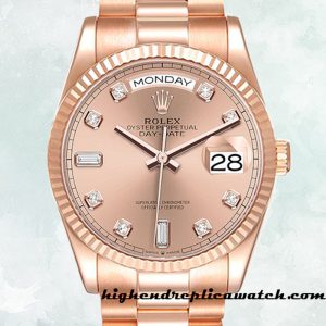 High End Replica Rolex Day-Date Men's m128235-0009 Rolex Calibre 2836/2813 Rose Gold-tone Rose Gold Dial