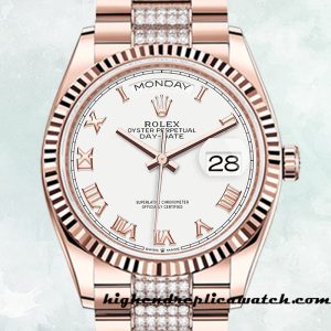 High End Replica Rolex Day-Date Men's m128235-0053 Rolex Calibre 2836 12mm White Dial