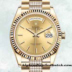 High End Replica Rolex Day-Date m128238-0046 Rolex Calibre 2836 Men's Champagne Dial