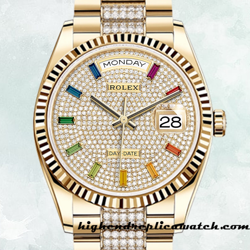 High End Replica Rolex Day-Date Men's Rolex Calibre 2836 m128238-0052 Gold-tone