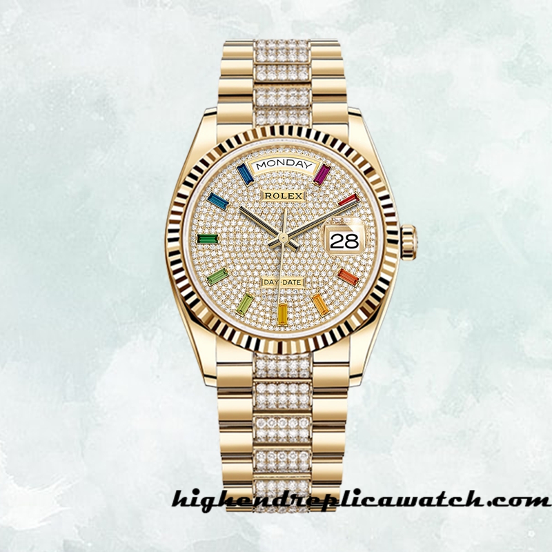 High End Replica Rolex Day-Date Men's Rolex Calibre 2836 m128238-0052 Gold-tone - Image 2