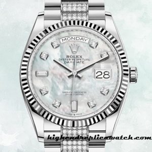 High End Replica Rolex Day-Date Rolex Calibre 2836 m128239-0026 Men's  Silver-tone