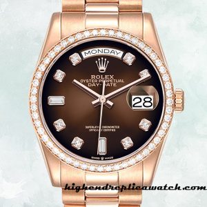 High End Replica Rolex Day-Date Rolex Calibre 2836/2813 Men's m128345rbr-0040 Rose Gold-tone