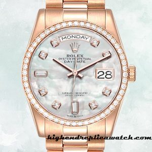 High End Replica Rolex Day-Date Men's m128345rbr-0028 Rolex Calibre 2836/2813 Rose Gold-tone 12mm